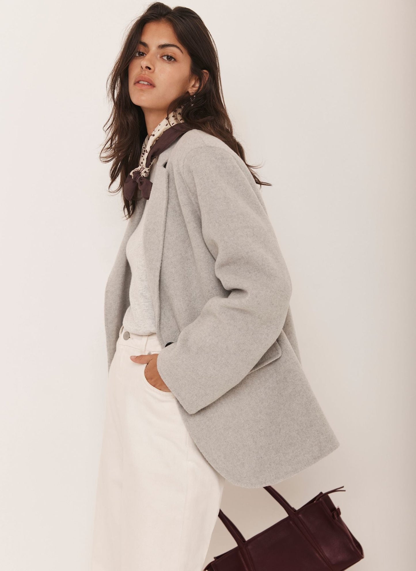 Light Grey Wool Blend Hand Finished Blazer