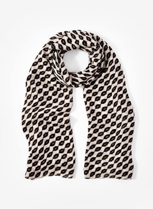 Navy Lip Print Lightweight Scarf
