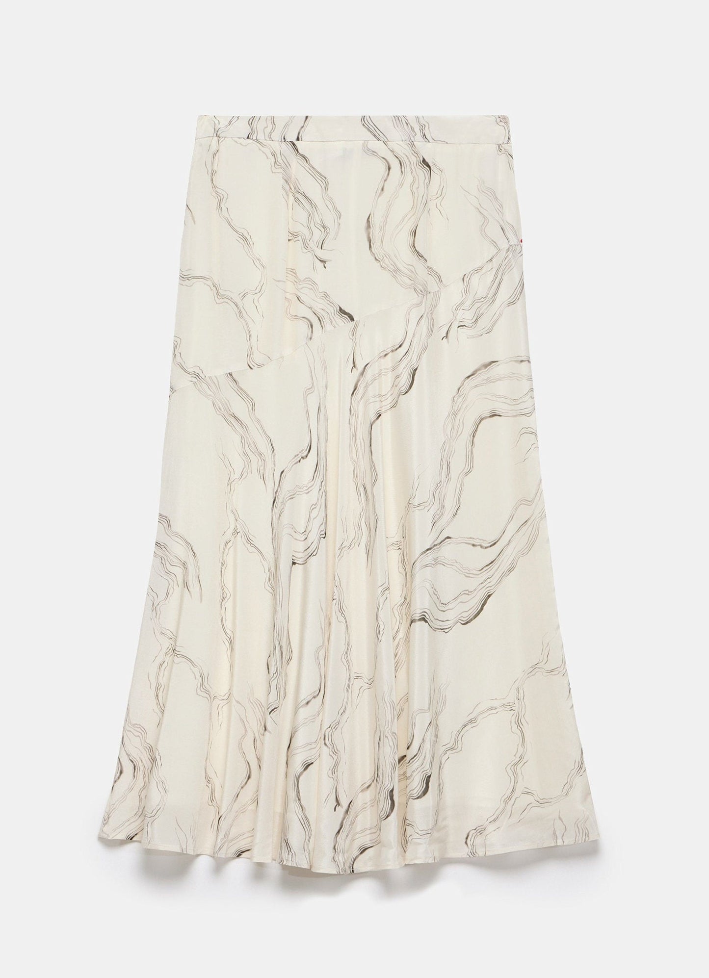 Cream Marble Print Midi Skirt