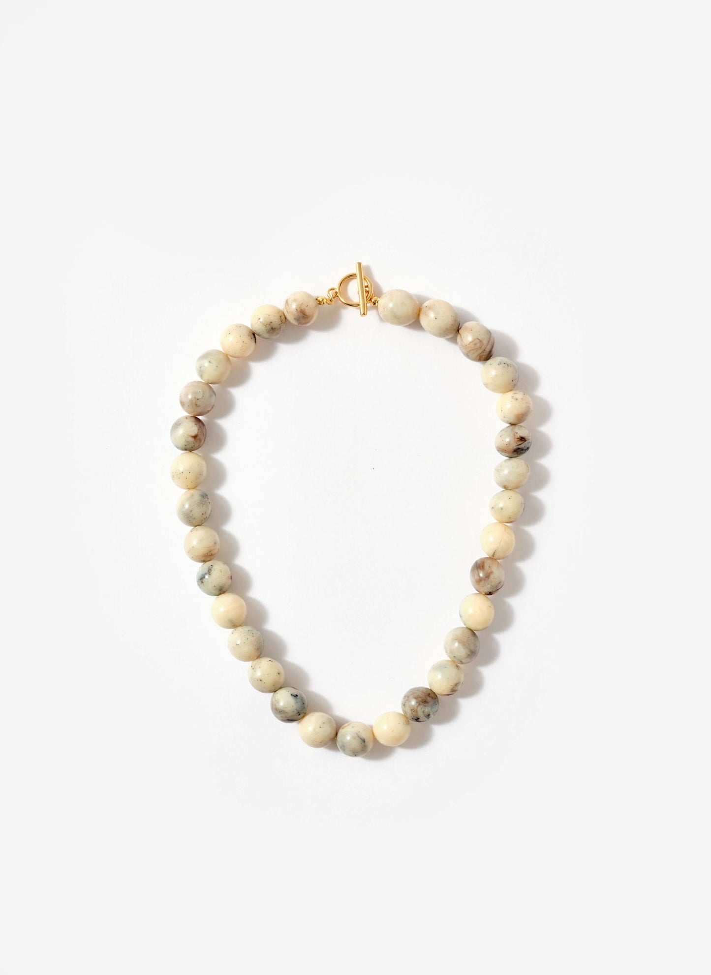 Cream Marbled Stone Beaded Necklace