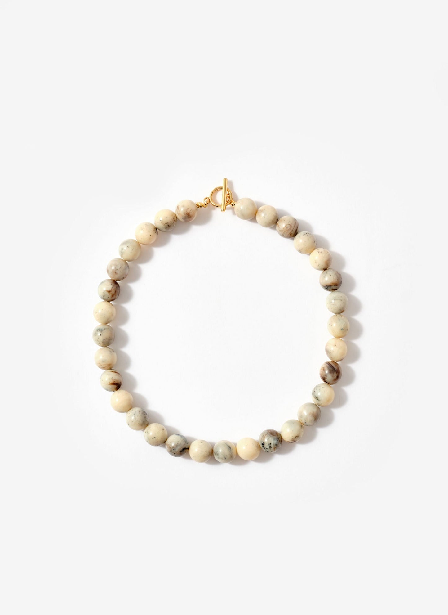 Cream Marbled Stone Beaded Necklace