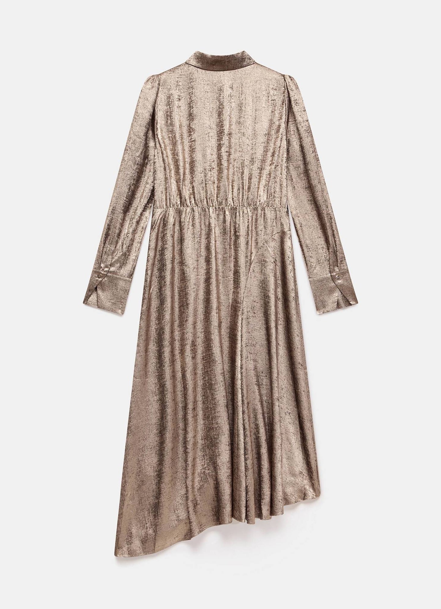 Gold Metallic Midi Shirt Dress