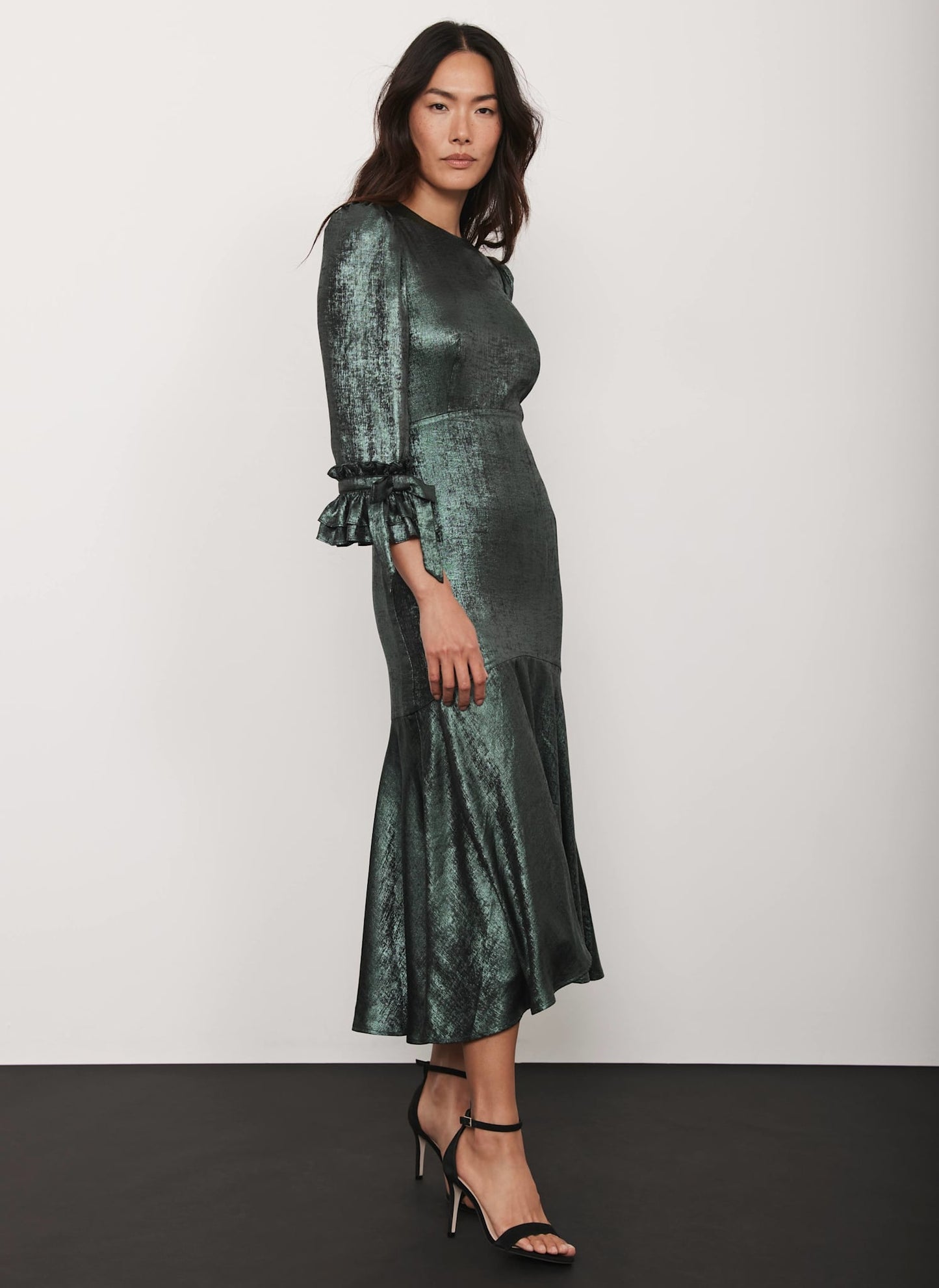 Green Metallic Midi Dress