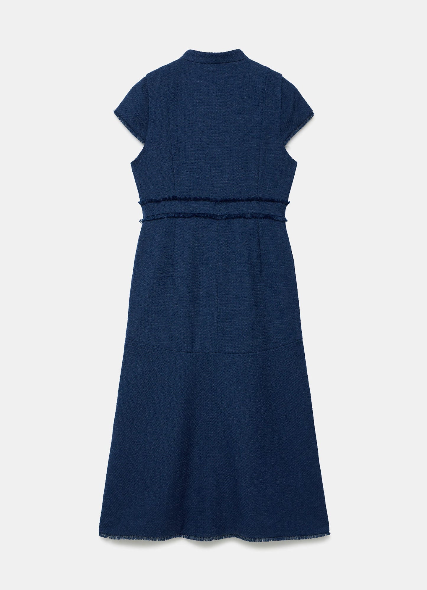 Navy Boucle Midi Dress