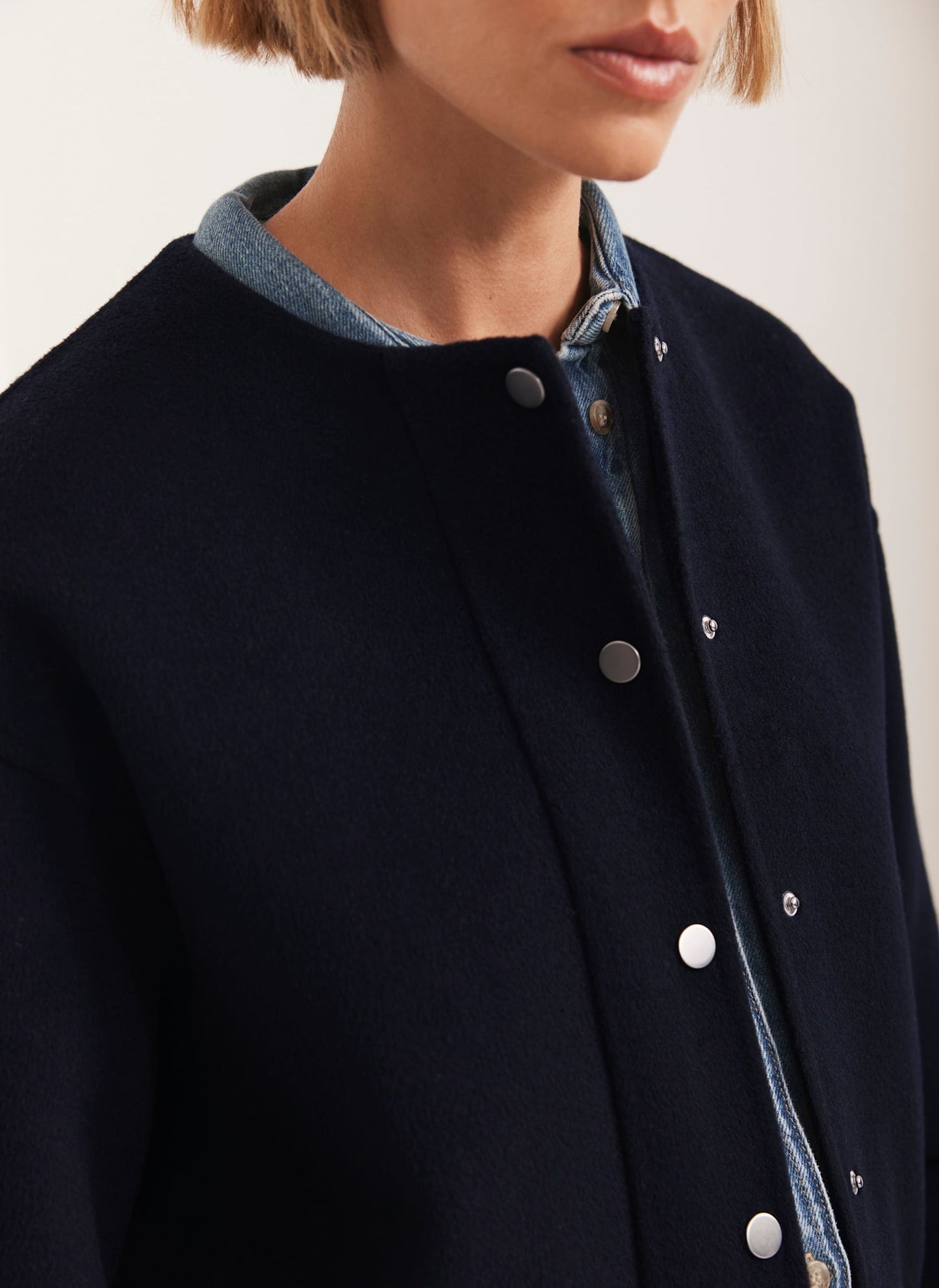 Navy Wool Blend Hand Finished Coat