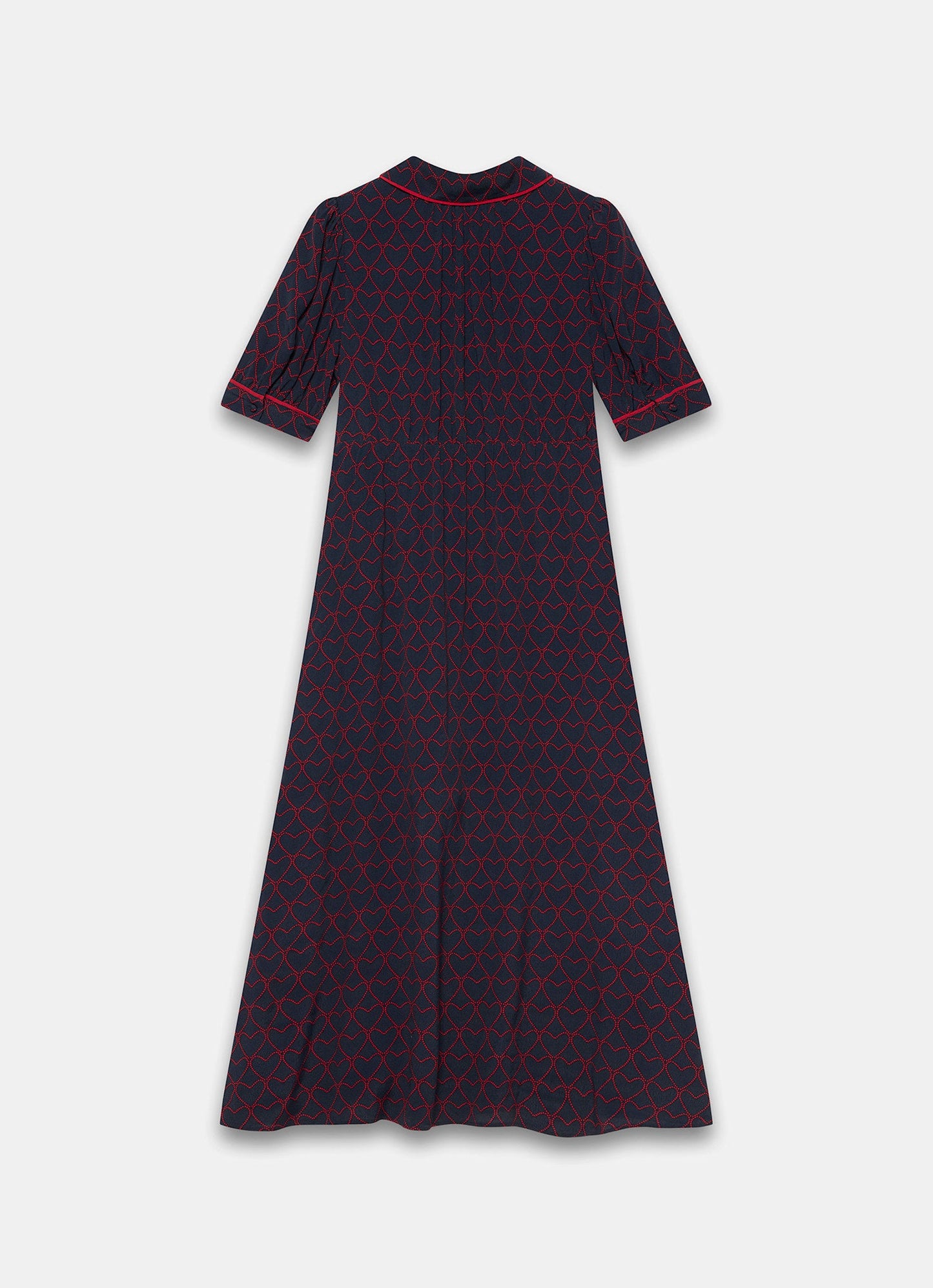 Navy Heart Print Midi Dress