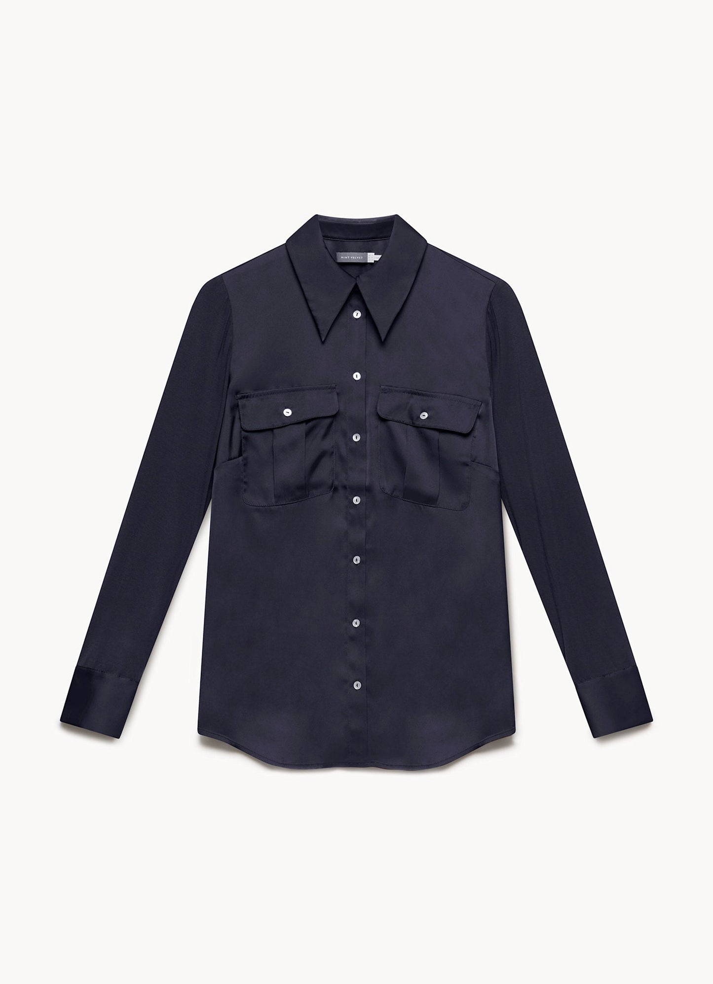 Navy Satin Utility Shirt