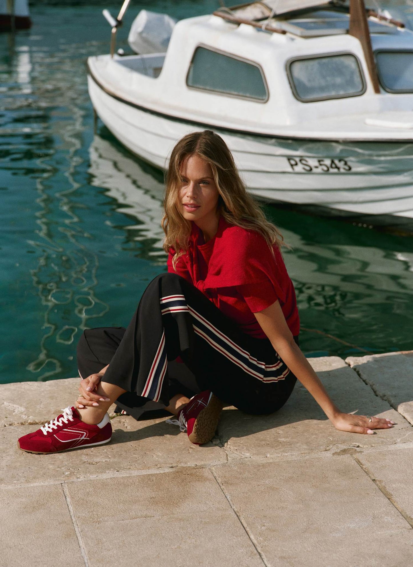 Navy Contrast Side Stripe Trousers