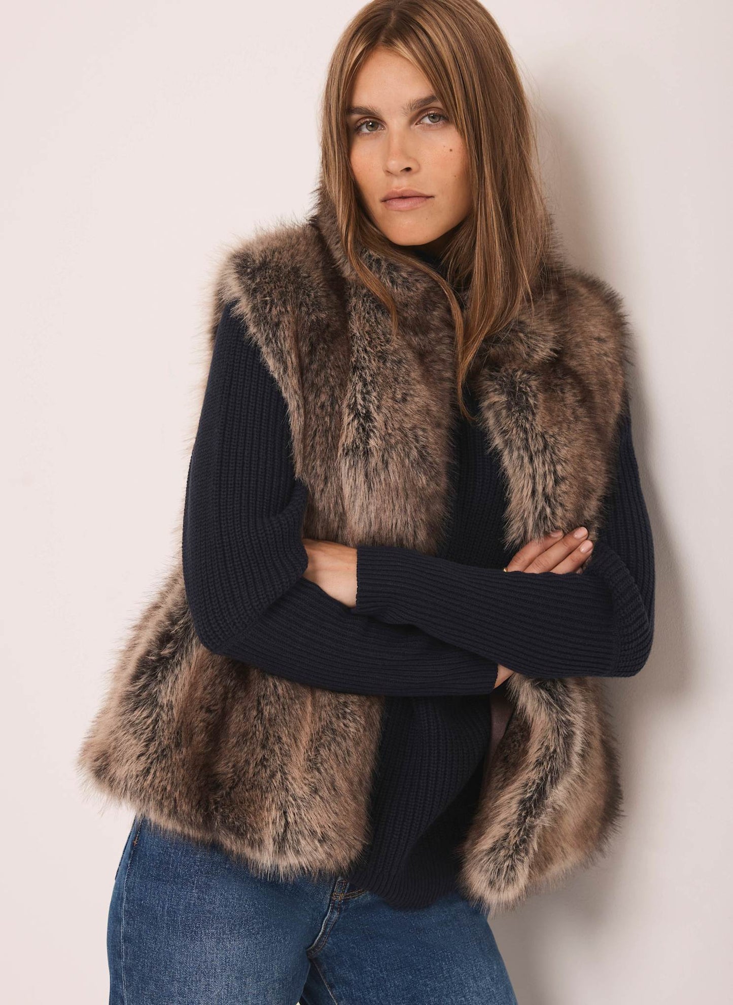 Navy Whipstitch Cotton Blend Jumper