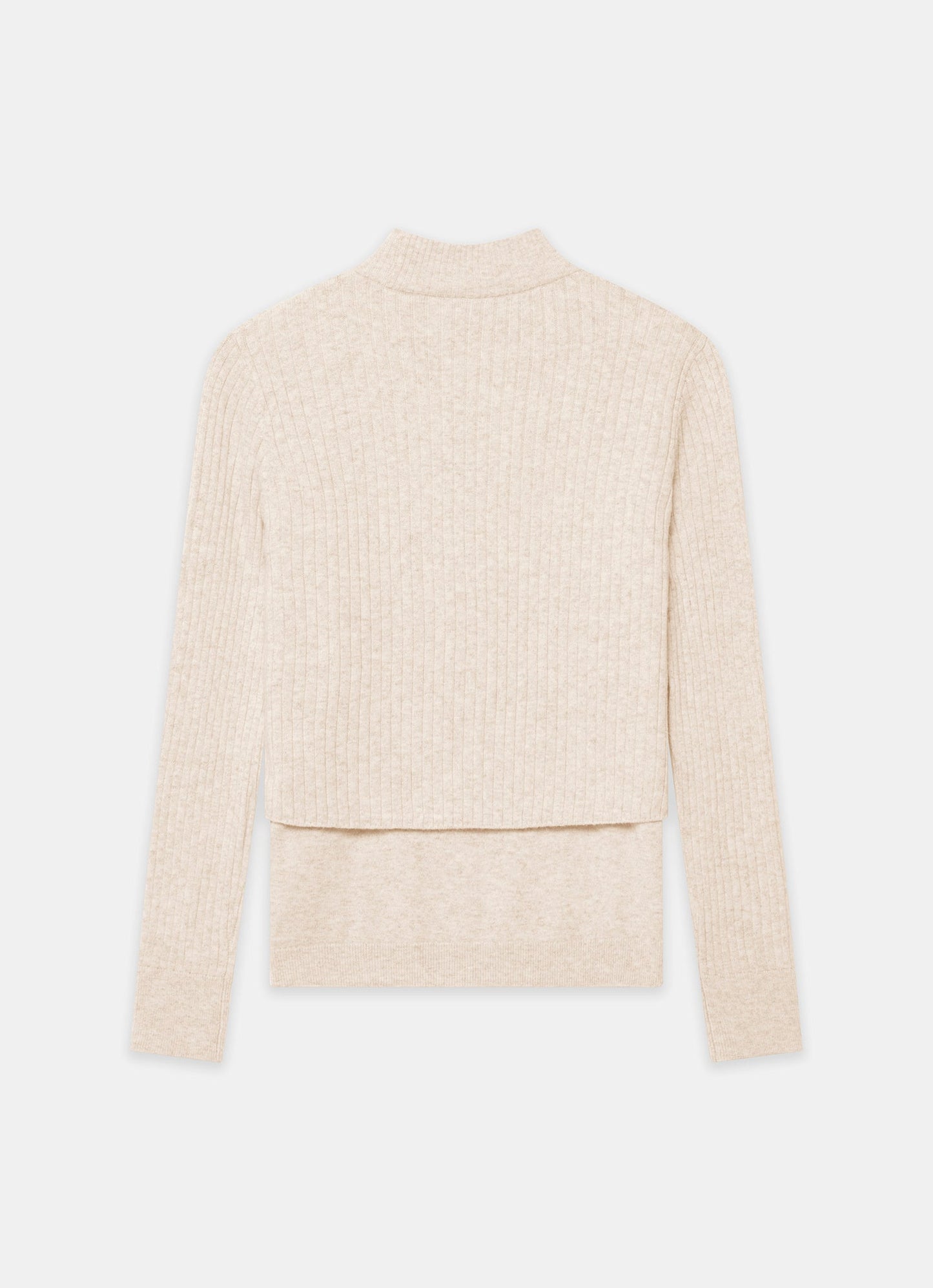 Neutral Double Layer Ribbed Jumper