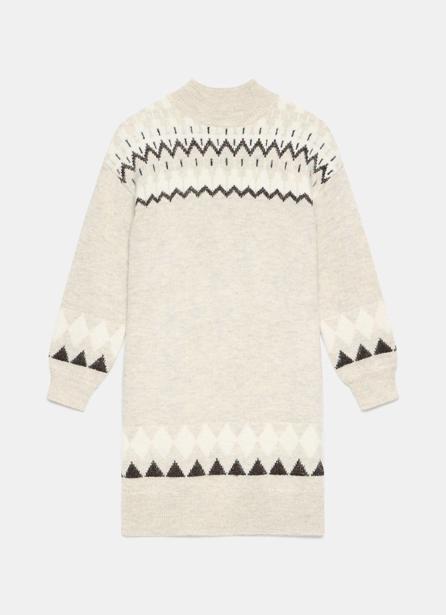 Neutral Fairisle Knit Mini Dress