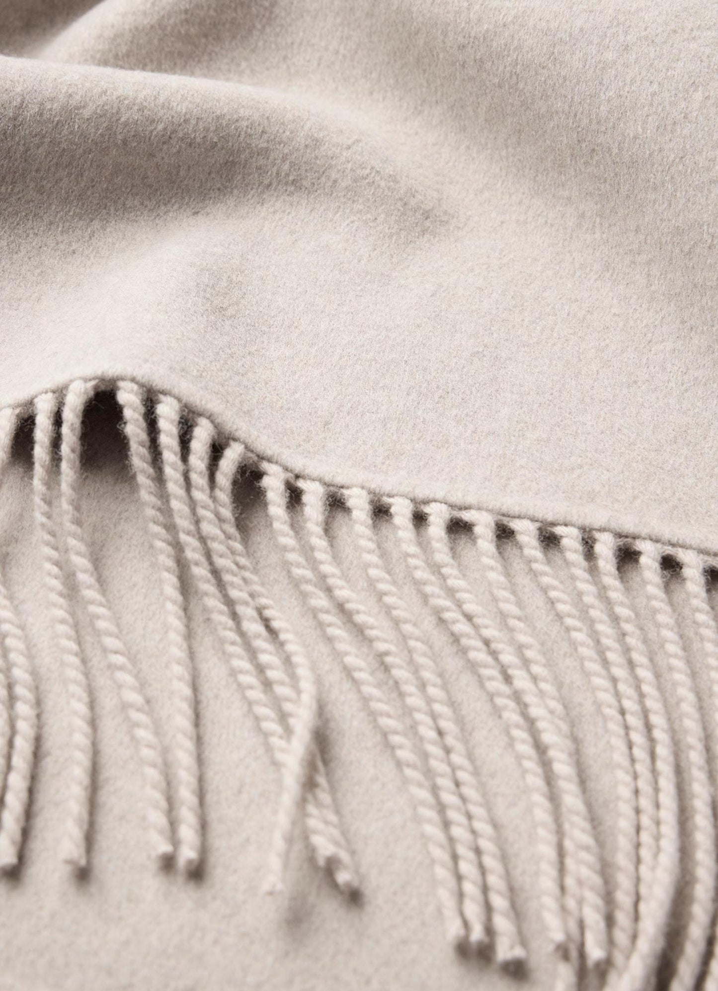 Neutral Wool Blend Fringed Poncho