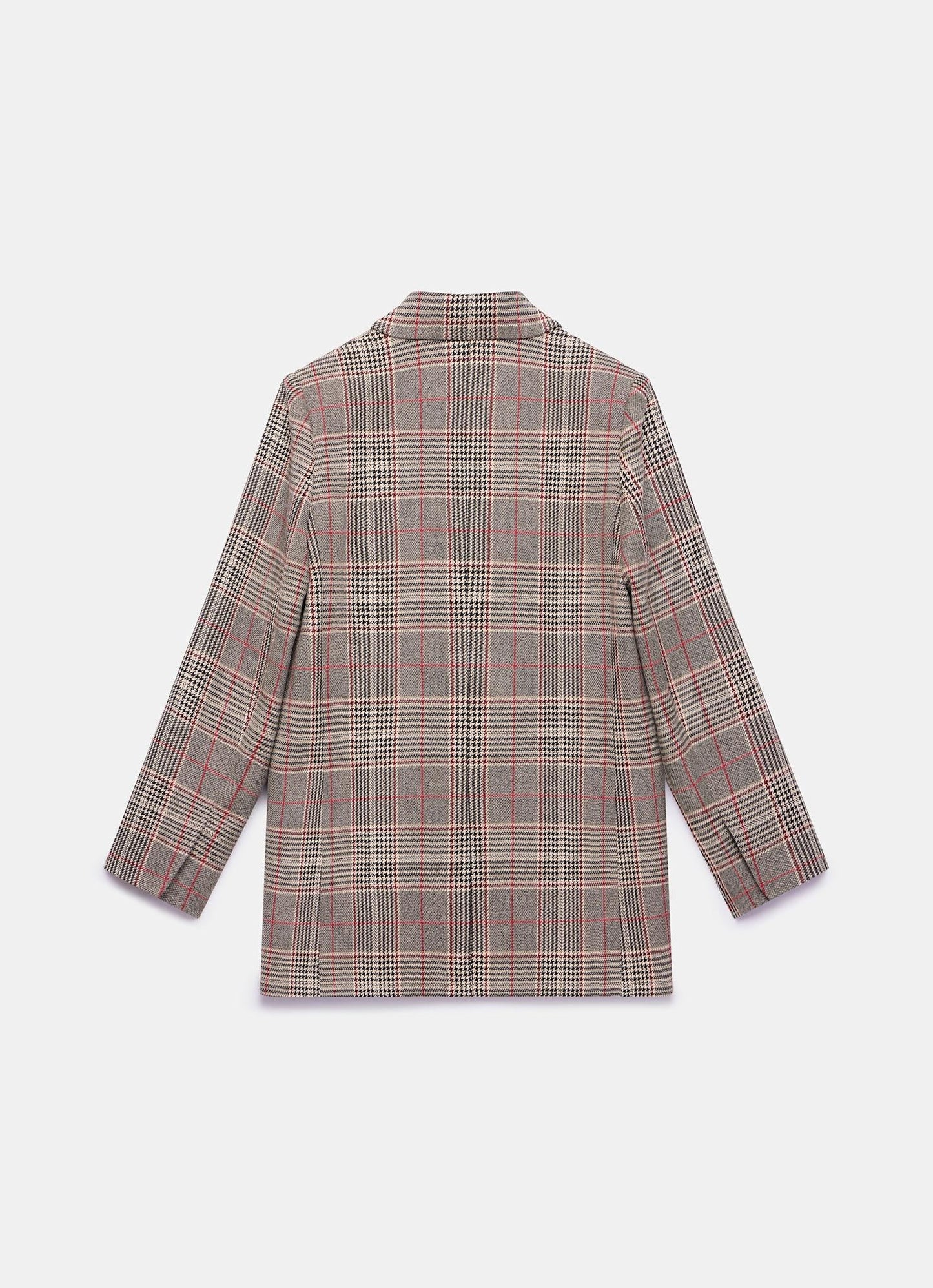 Neutral Checked Double Breasted Blazer