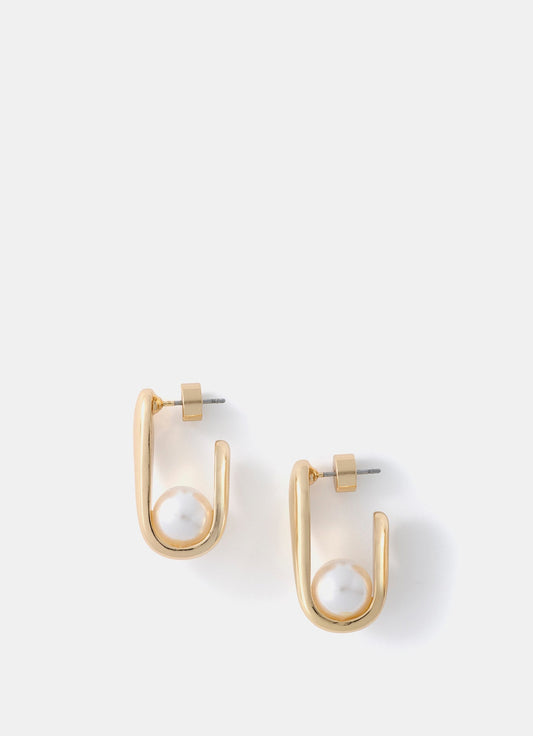 Gold Tone Pearl Earrings