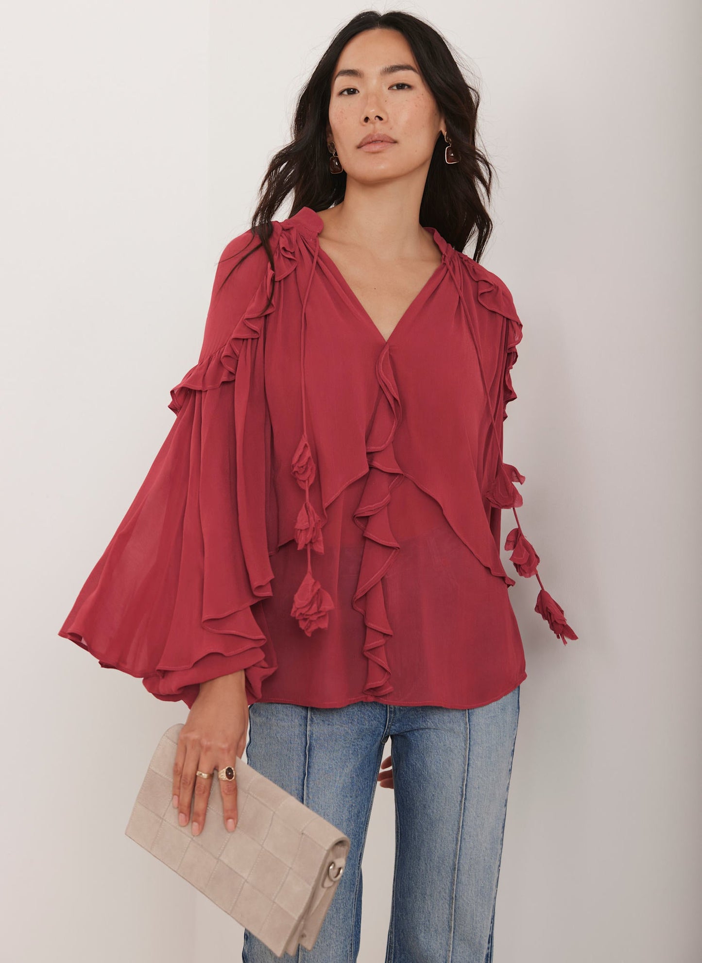Pink Ruffle Layered Blouse