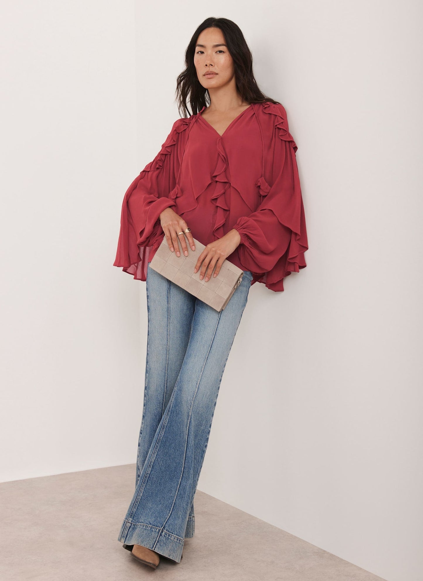 Pink Ruffle Layered Blouse