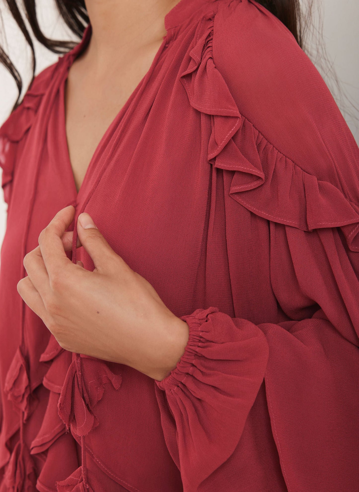 Pink Ruffle Layered Blouse