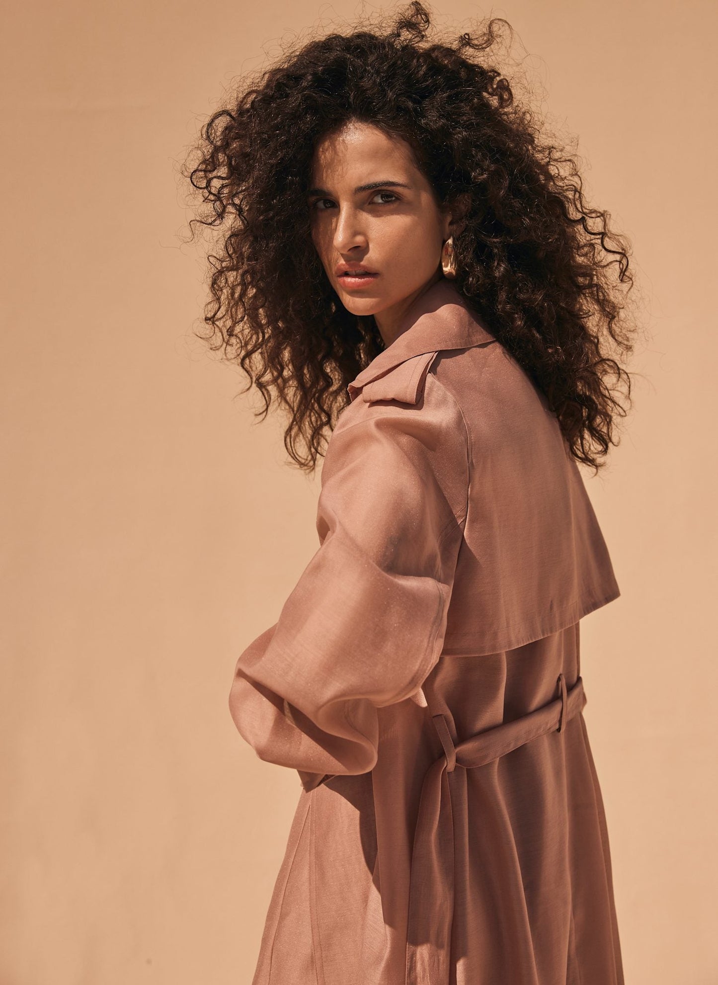 Pink Sheer Organza Trench Coat