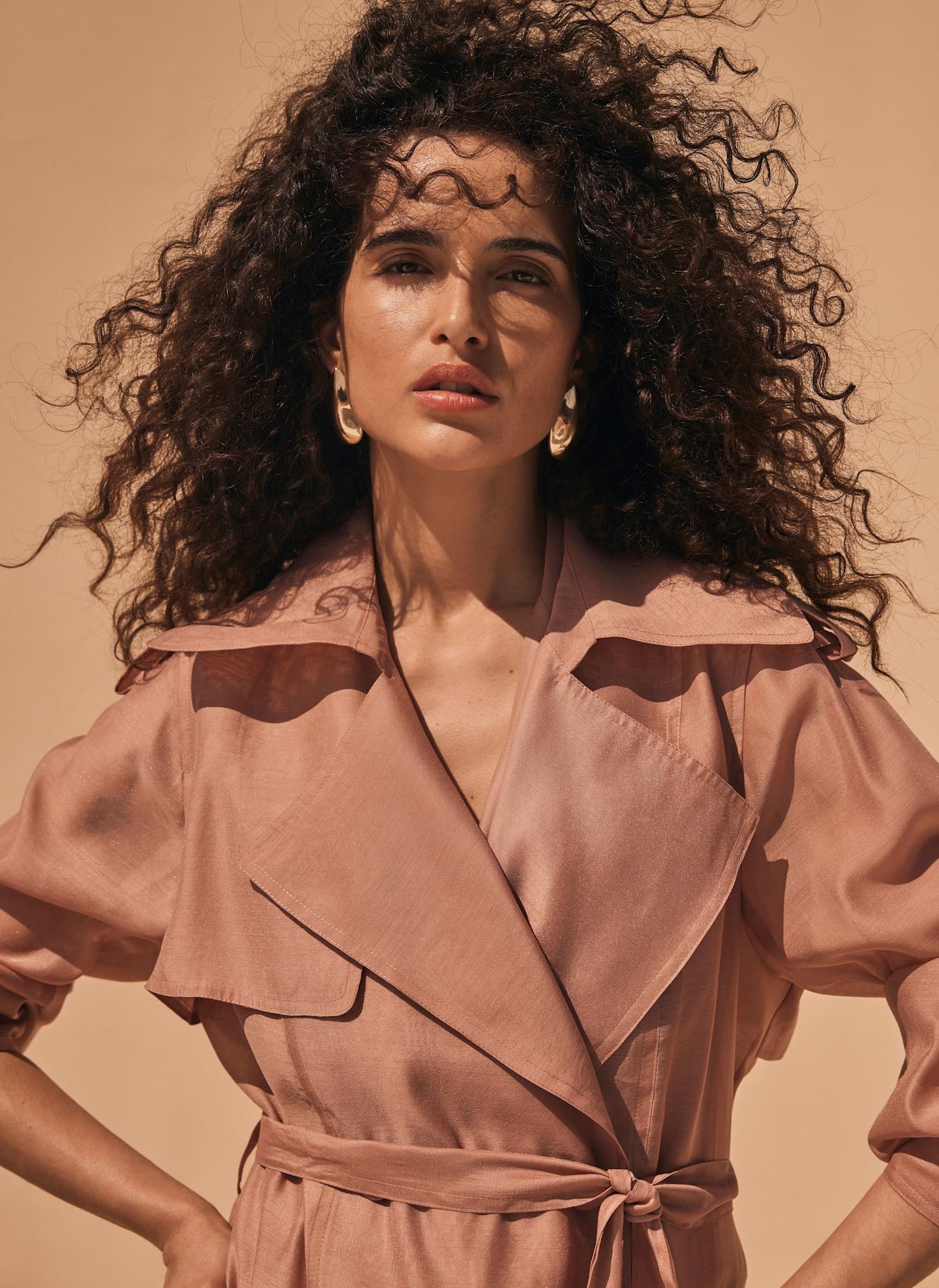 Pink Sheer Organza Trench Coat