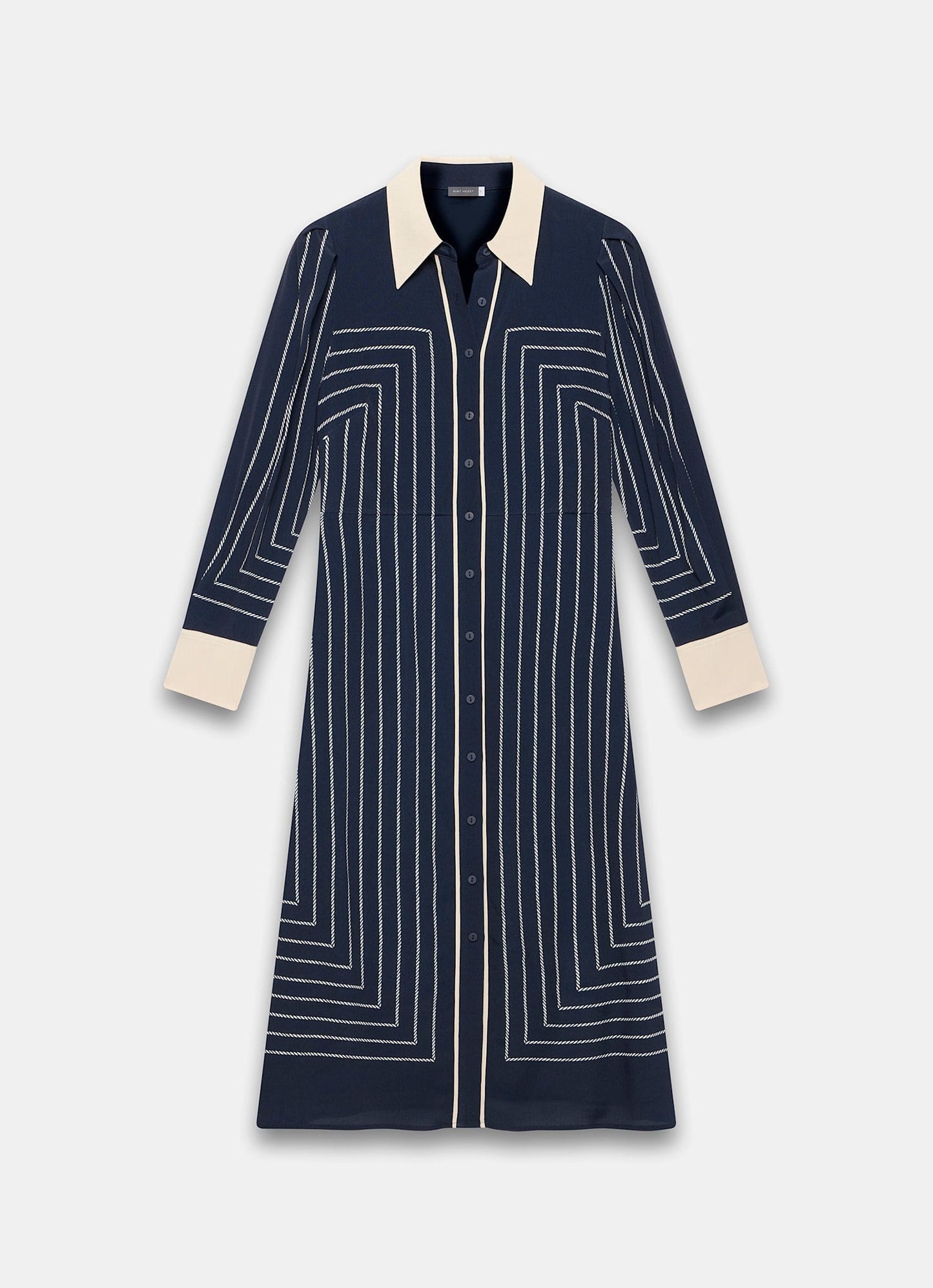 Navy Striped Midi Shirt Dress