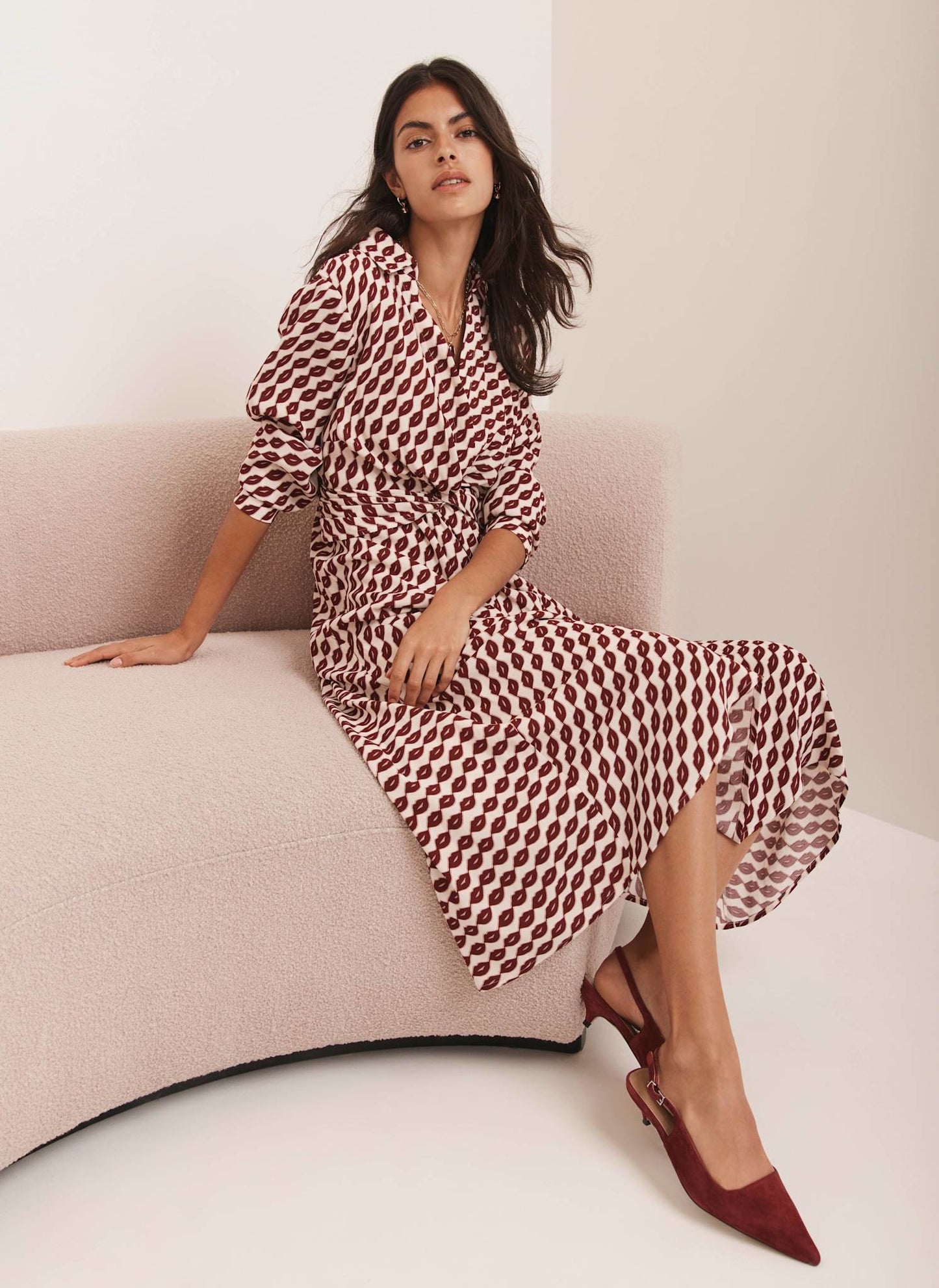 Red Lip Print Shirt Dress