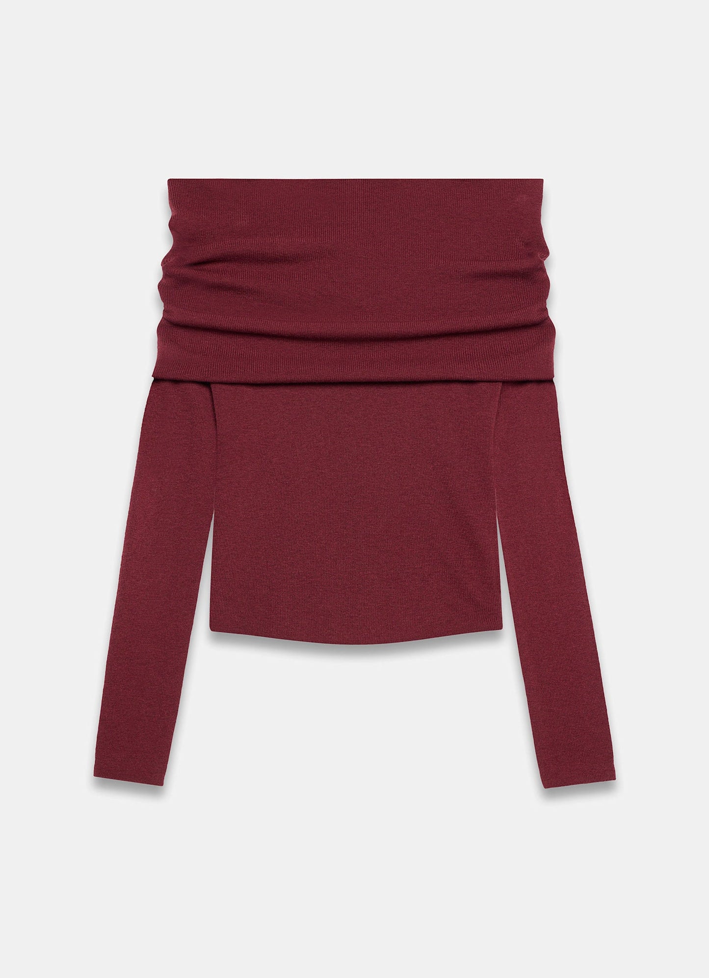 Burgundy Ribbed Bardot Top