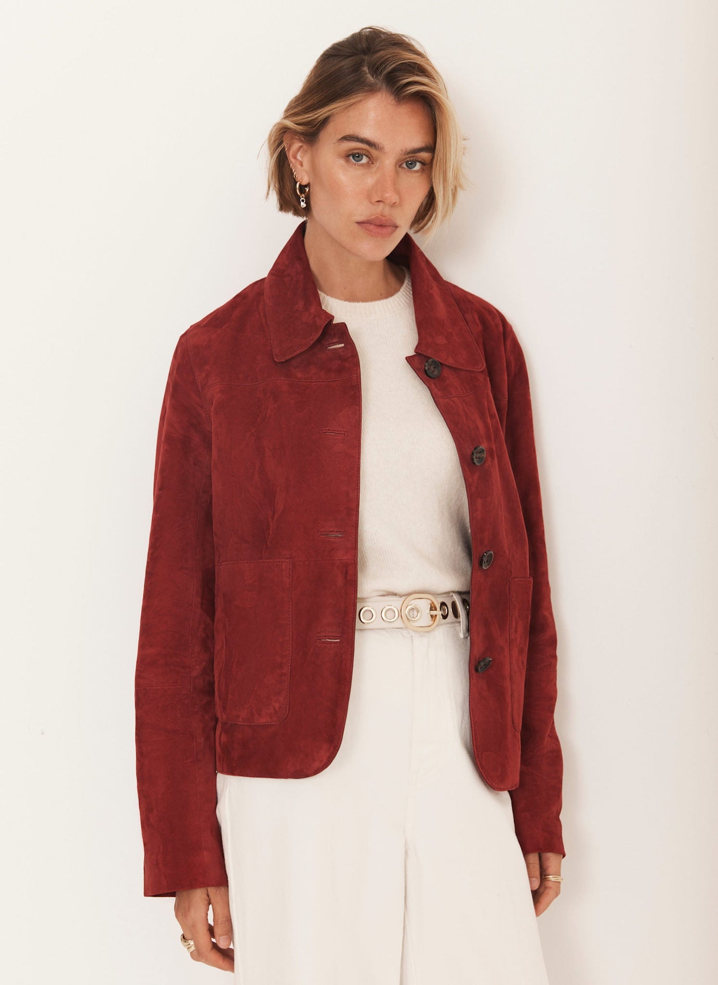 Red Suede Pocket Detail Jacket