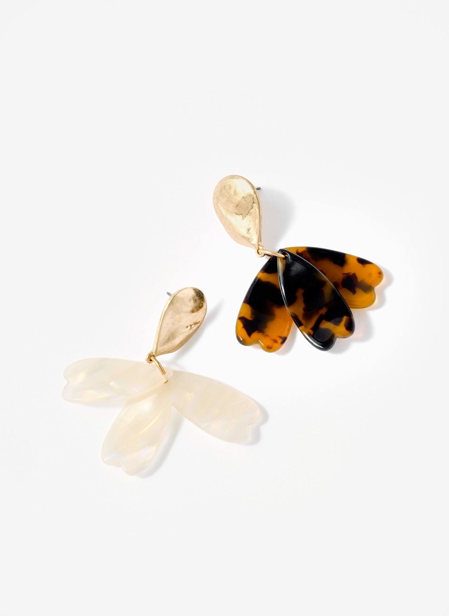 Brown Resin Floral Drop Earrings
