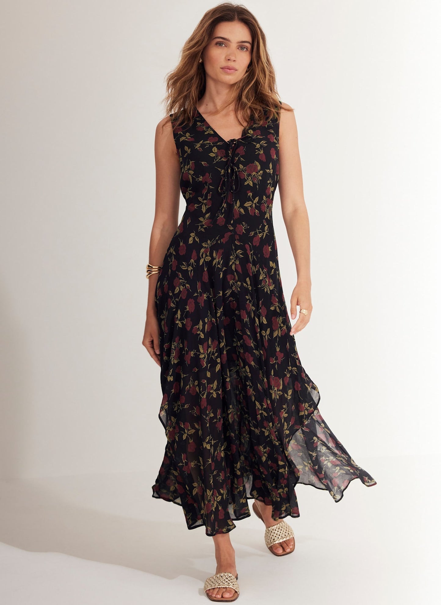 Rose Print Midi Dress