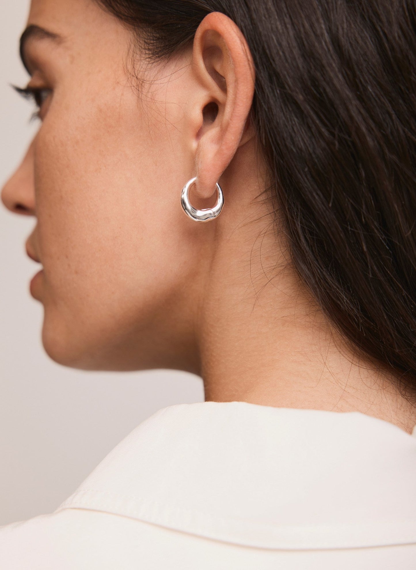Silver Plated Irregular Hoop Earrings