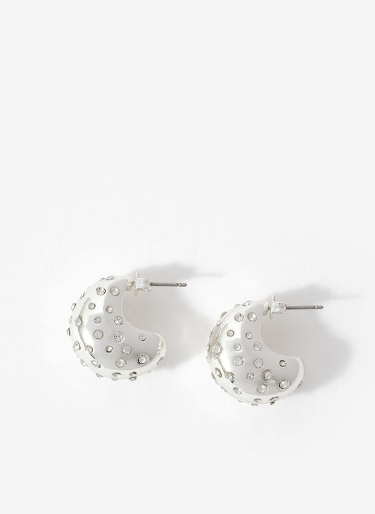 Silver Tone Crystal Statement Earrings