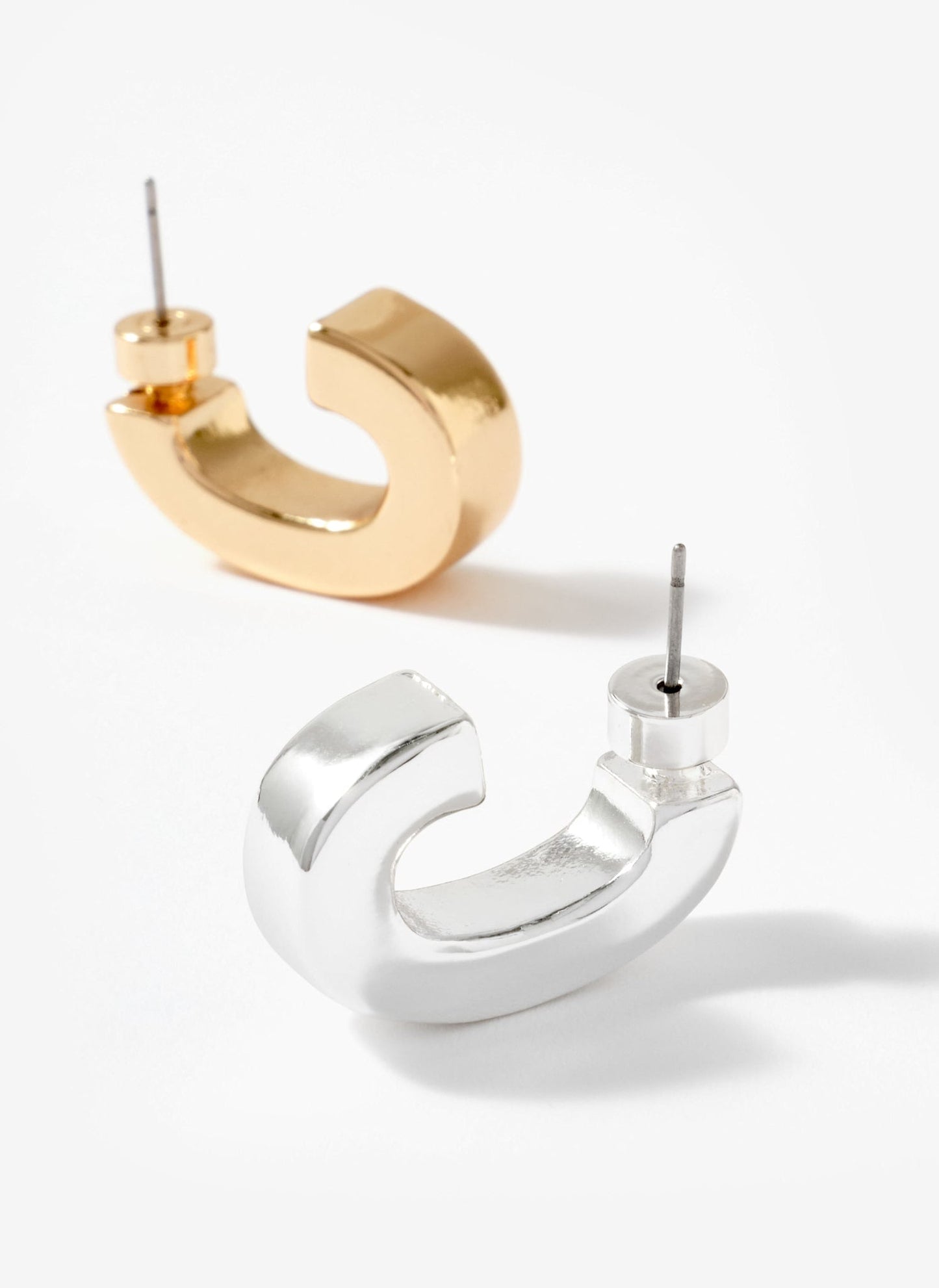 Silver Tone Curved Earrings