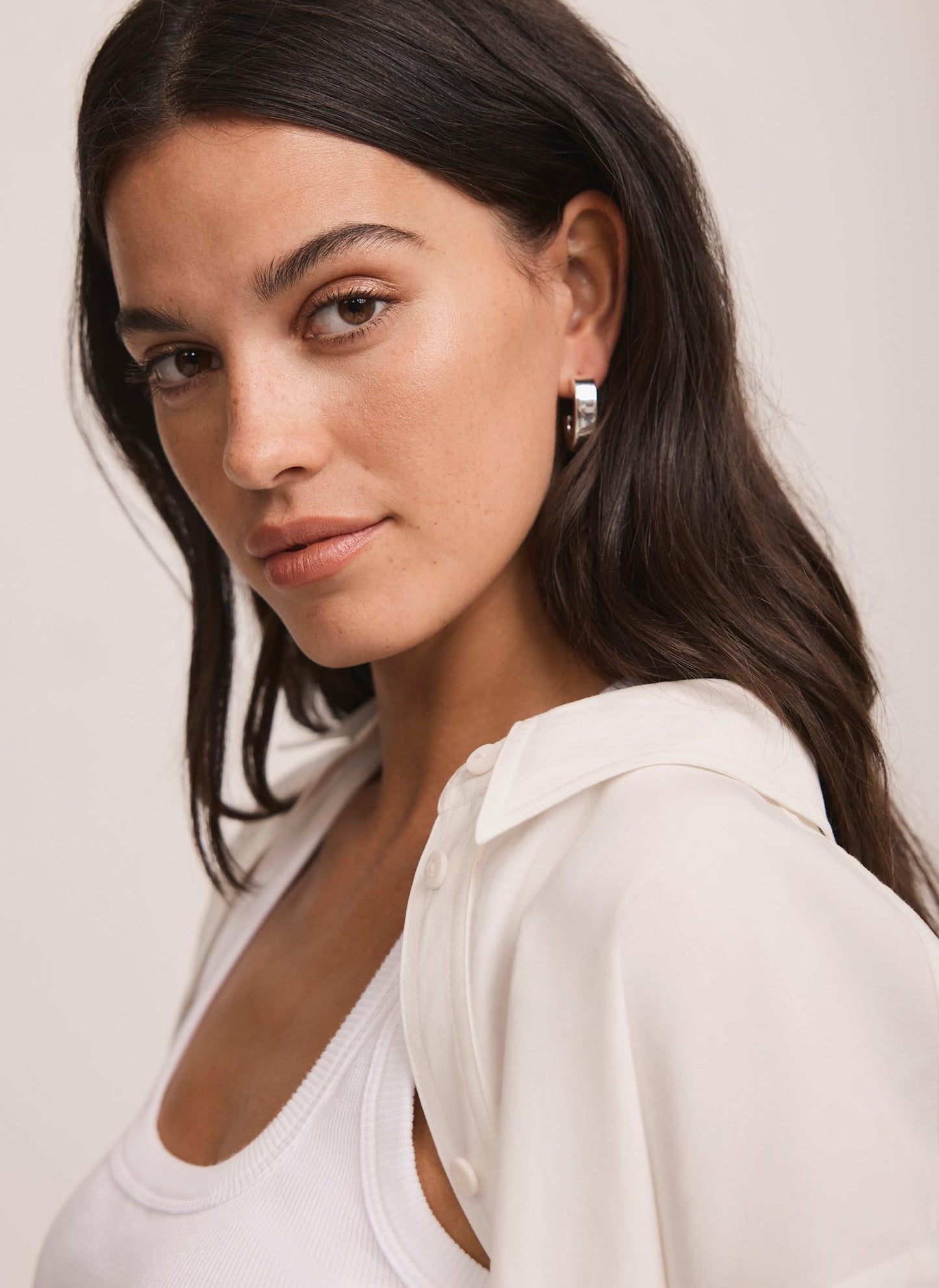 Silver Tone Curved Earrings