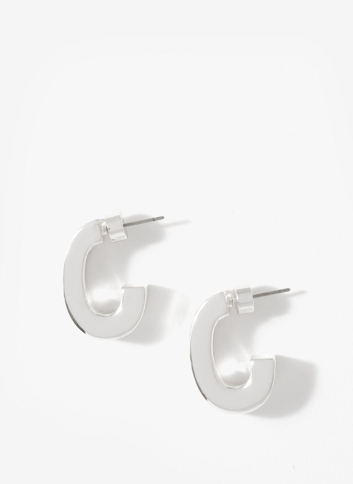 Silver Tone Curved Earrings
