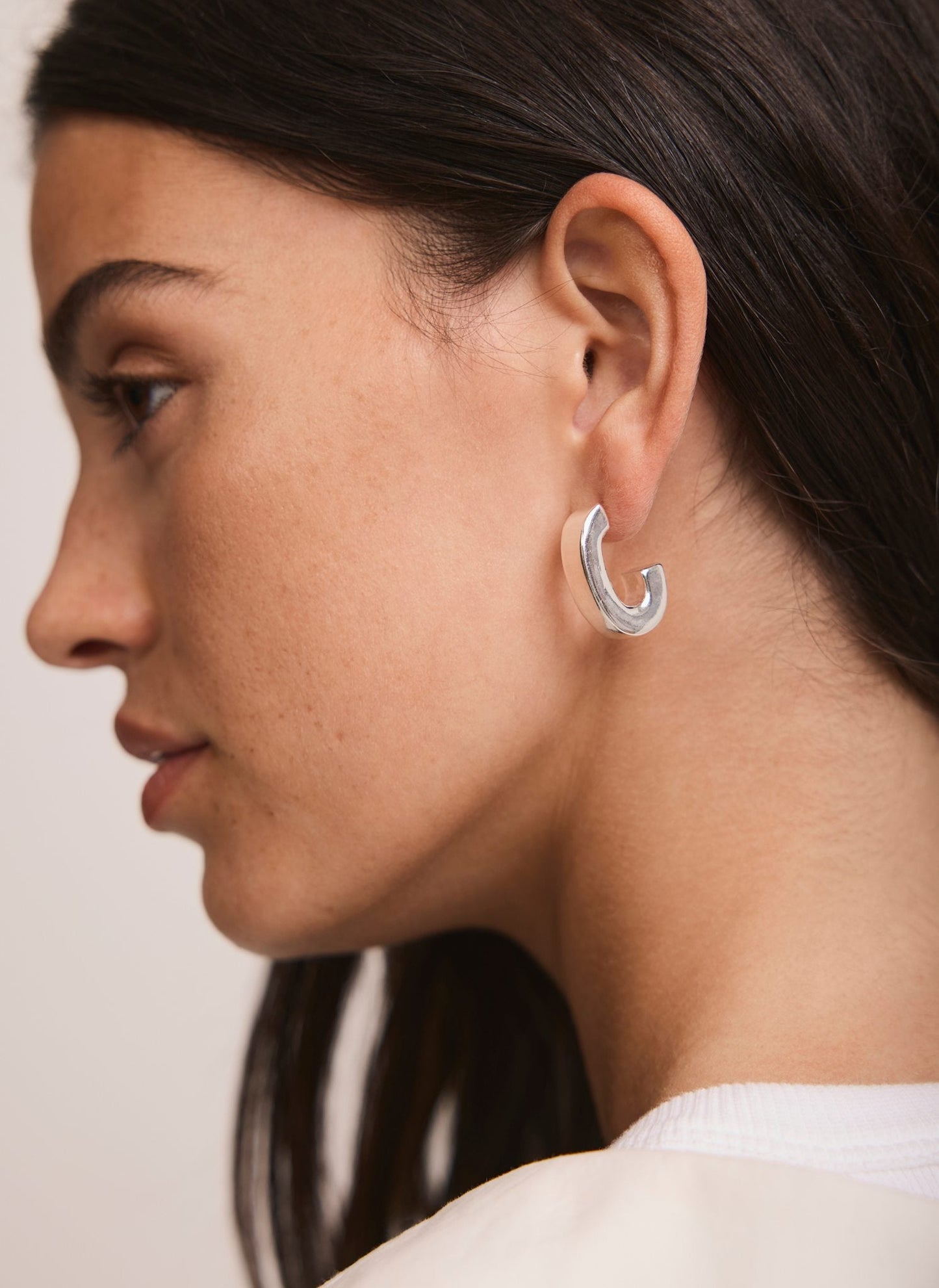 Silver Tone Curved Earrings
