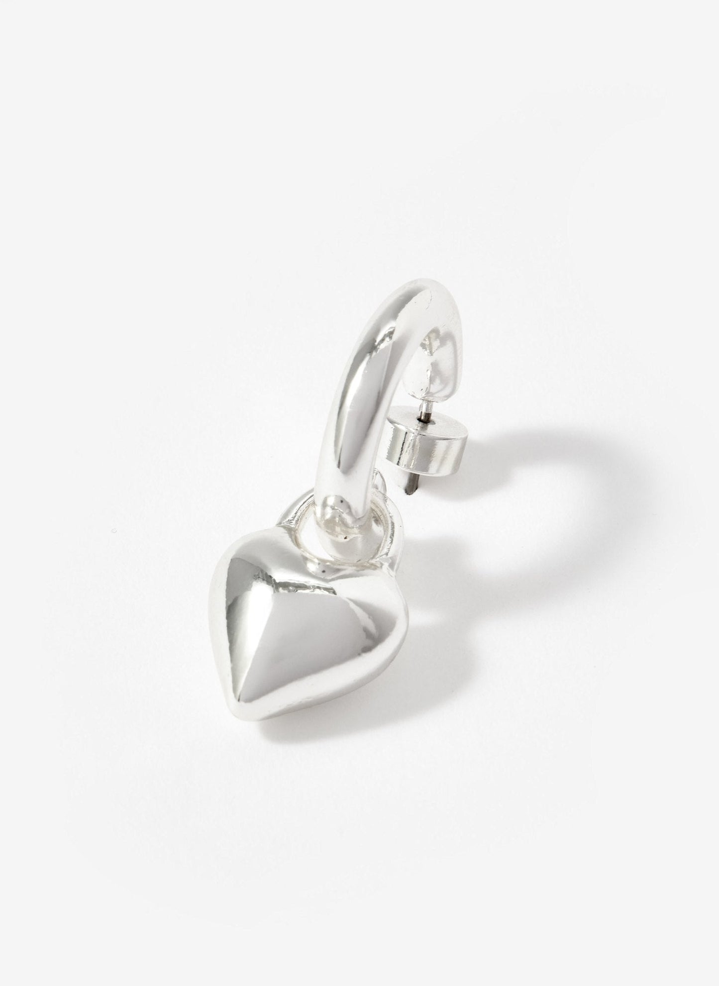Silver Tone Heart Hoop Earrings