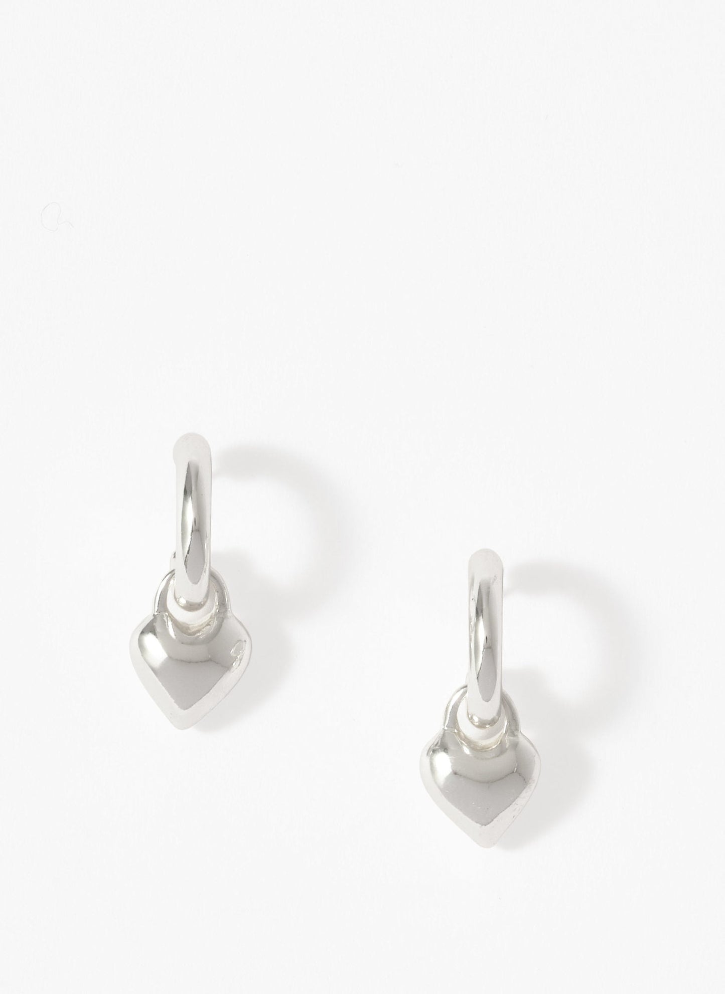 Silver Tone Heart Hoop Earrings