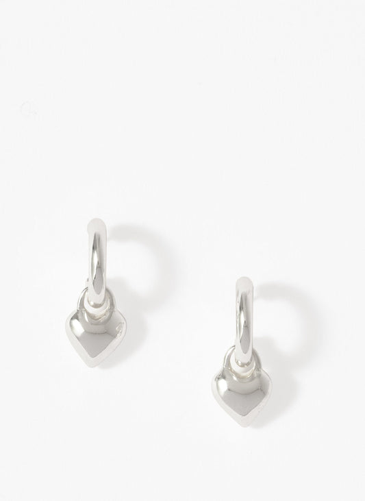 Silver Tone Heart Hoop Earrings