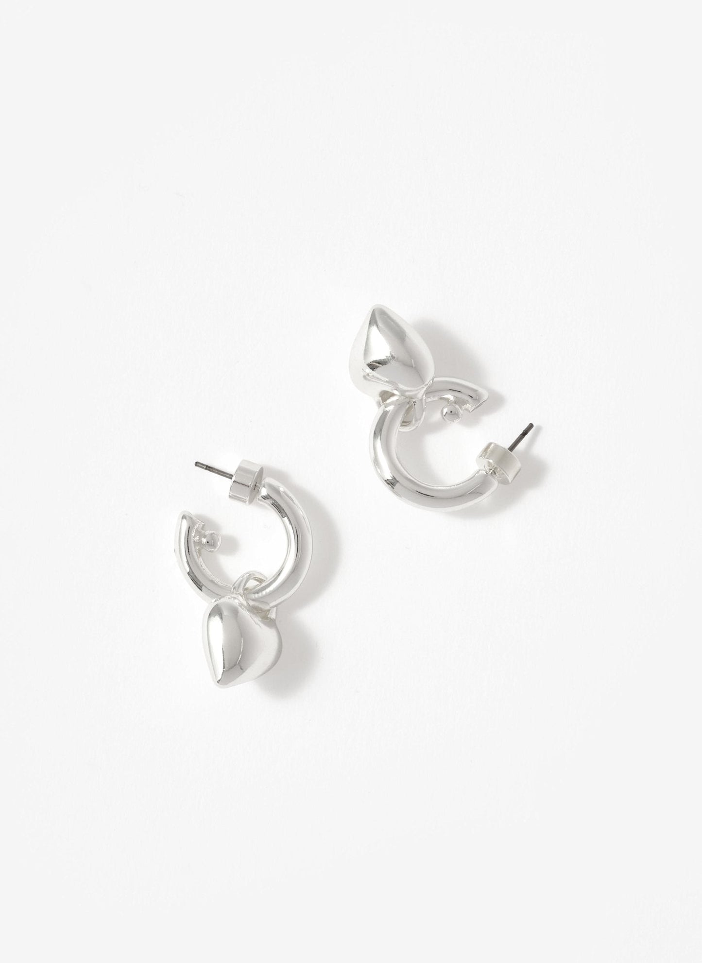 Silver Tone Heart Hoop Earrings