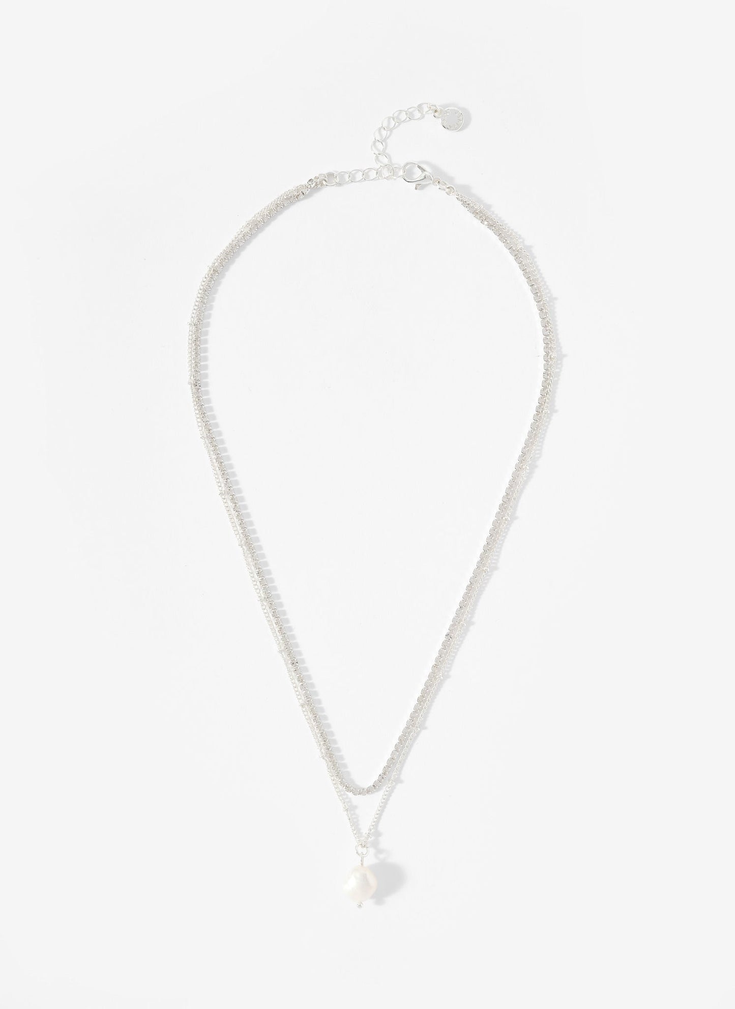 Silver Tone Double Chain Necklace