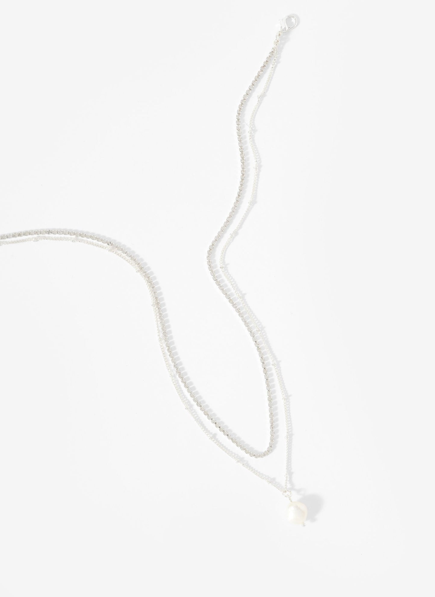 Silver Tone Double Chain Necklace