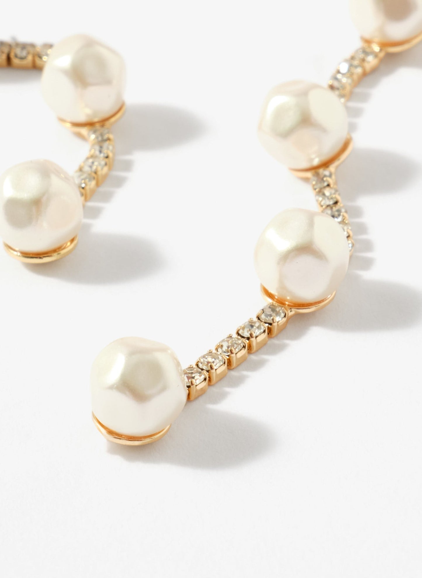 Gold Tone Diamante Pearl Drop Earrings