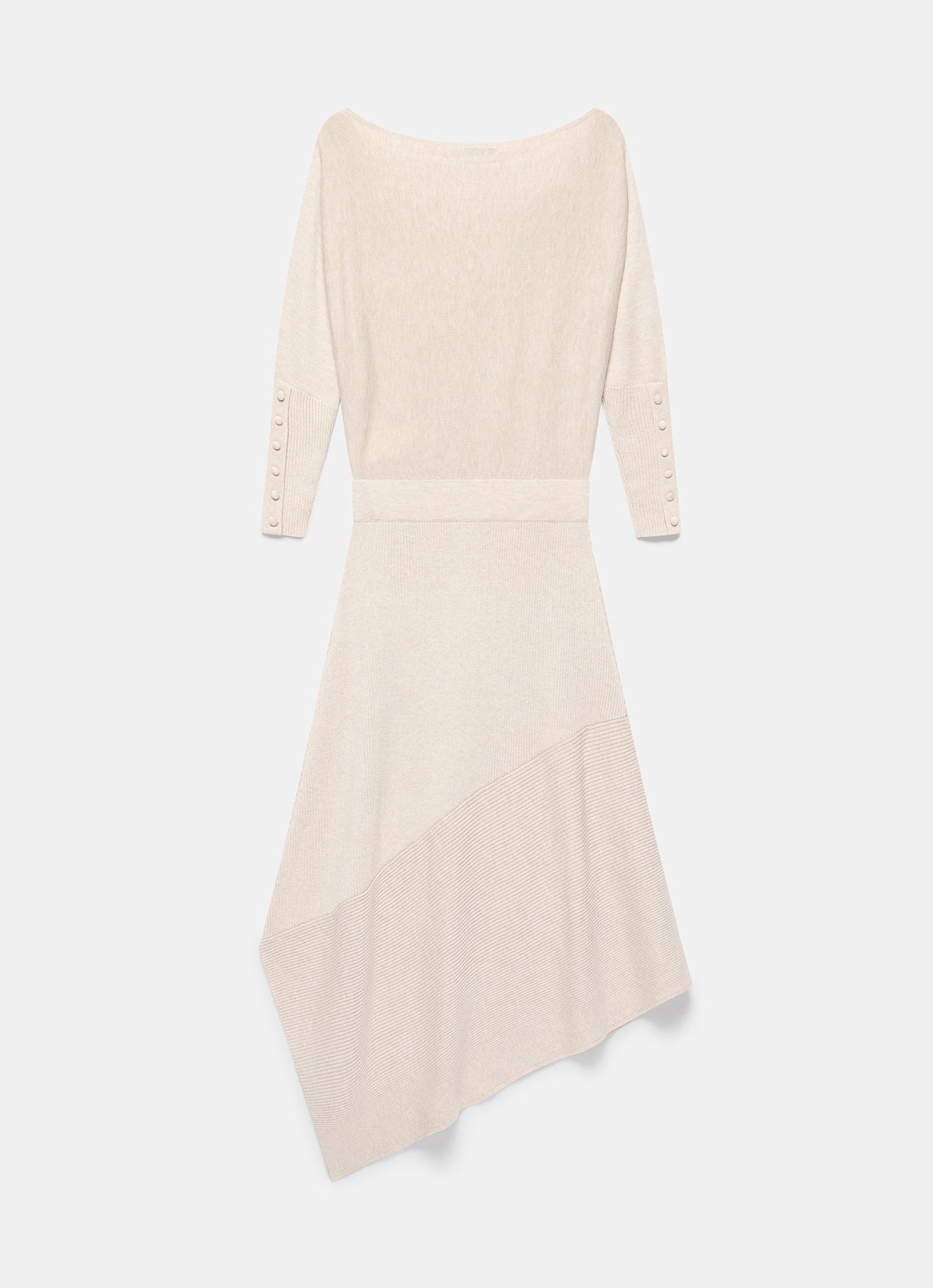 Neutral Batwing Asymmetric Knit Maxi Dress