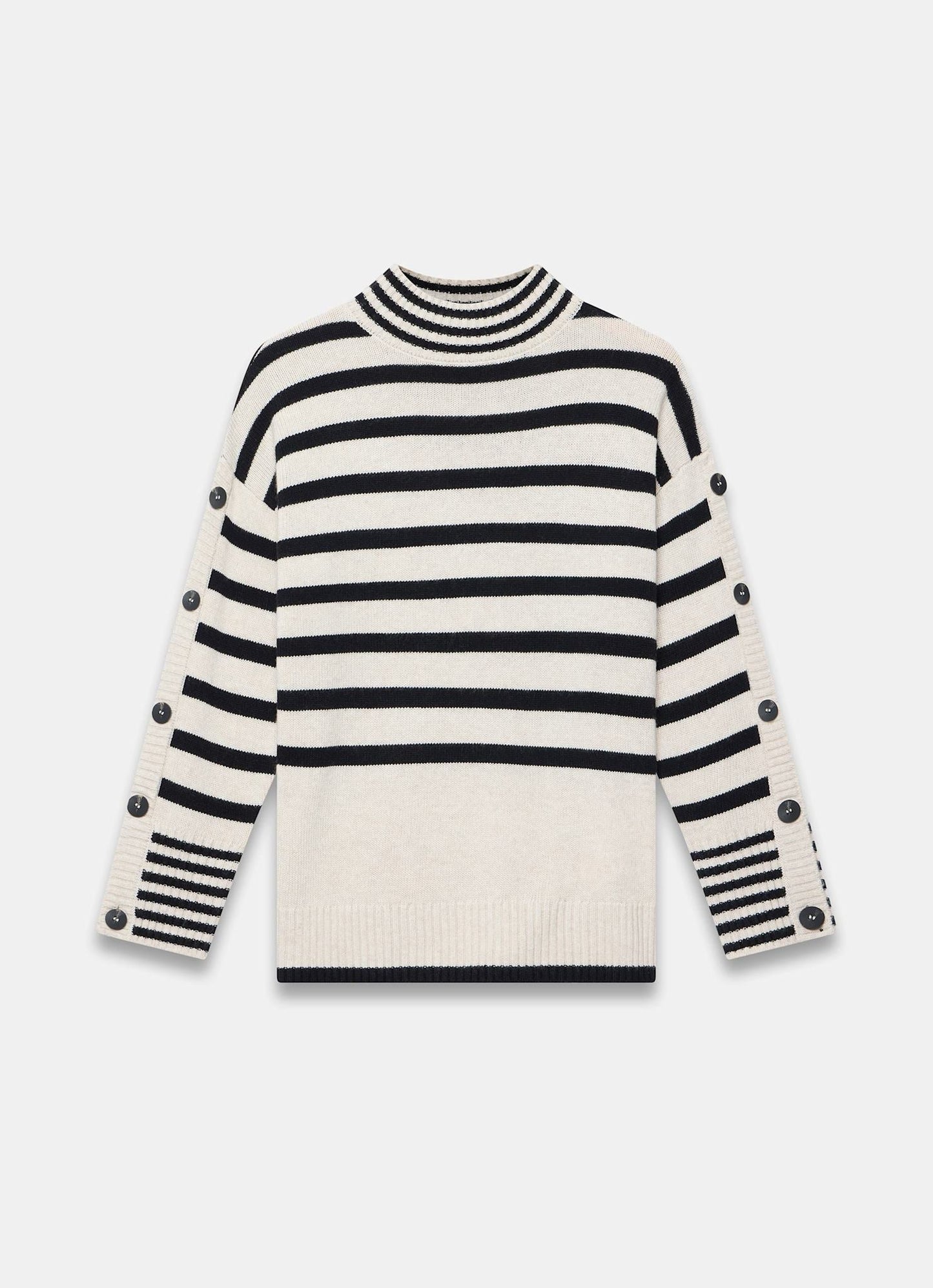 Cream Wool Blend Striped Longline Jumper