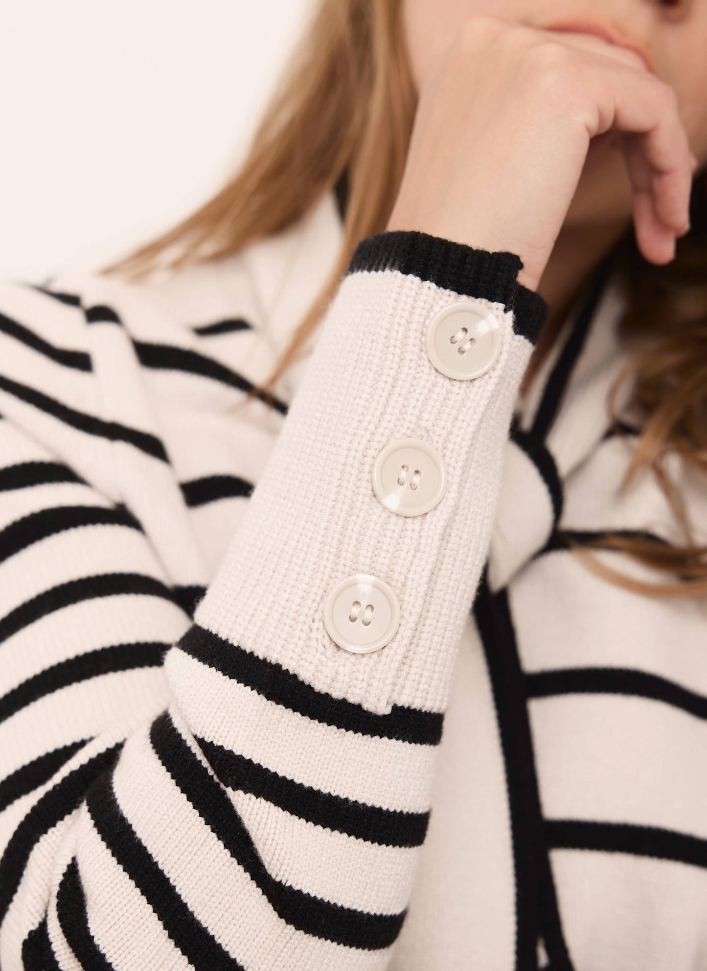 Cream Striped Scarf Knit Mini Dress
