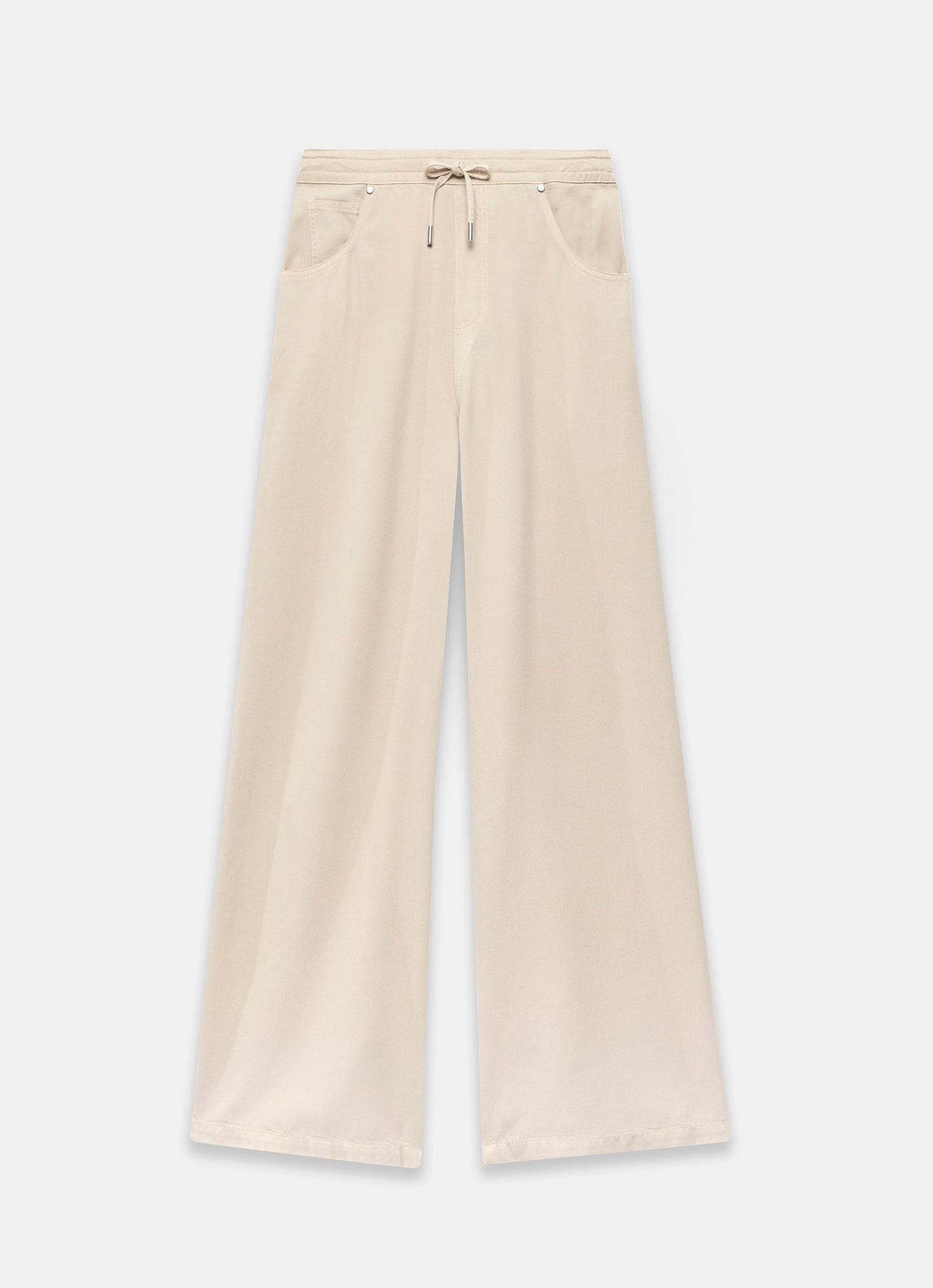 Neutral Stone Washed Wide Leg Trousers