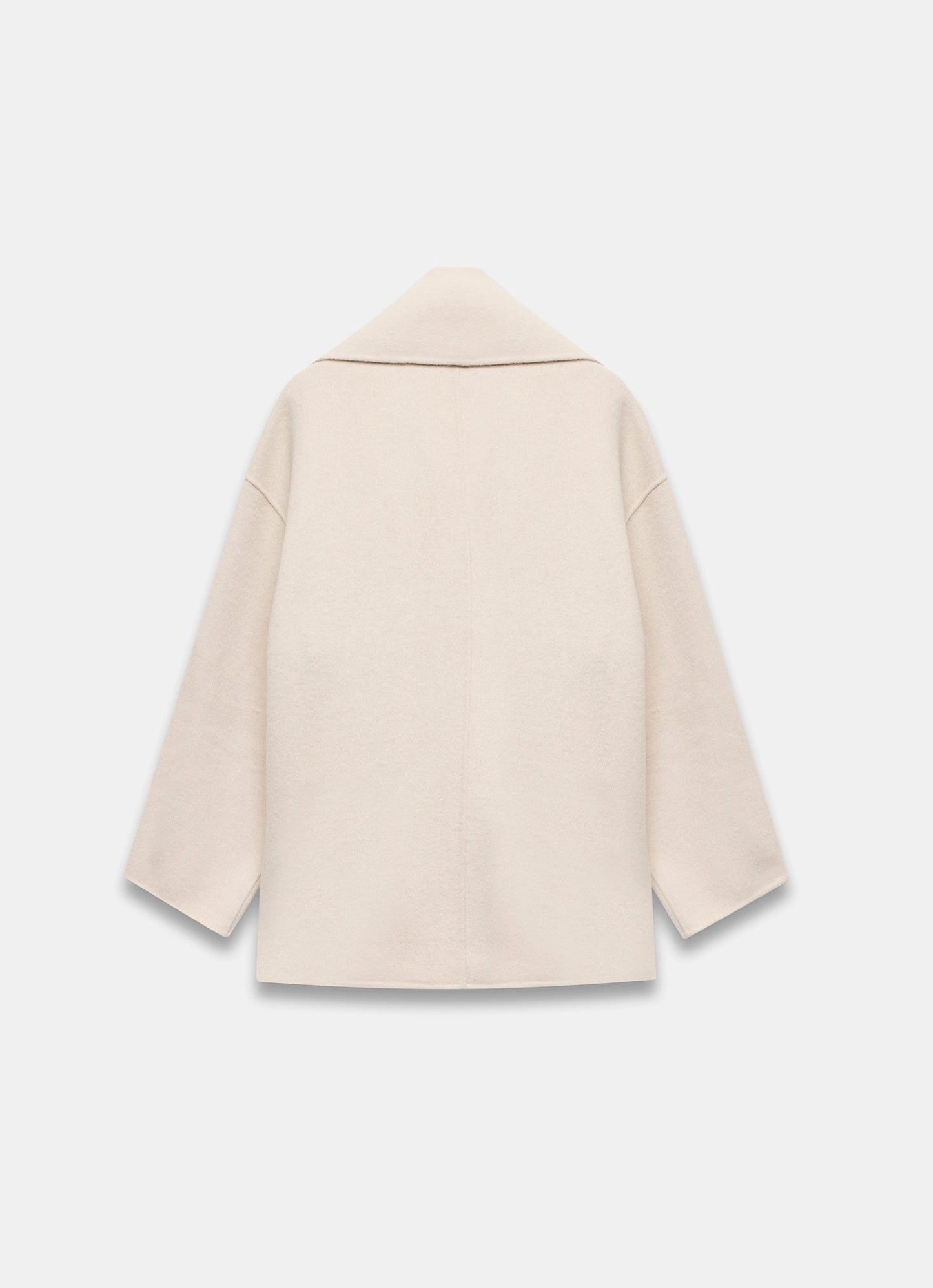 Neutral Wool Blend Hand Finished Scarf Coat