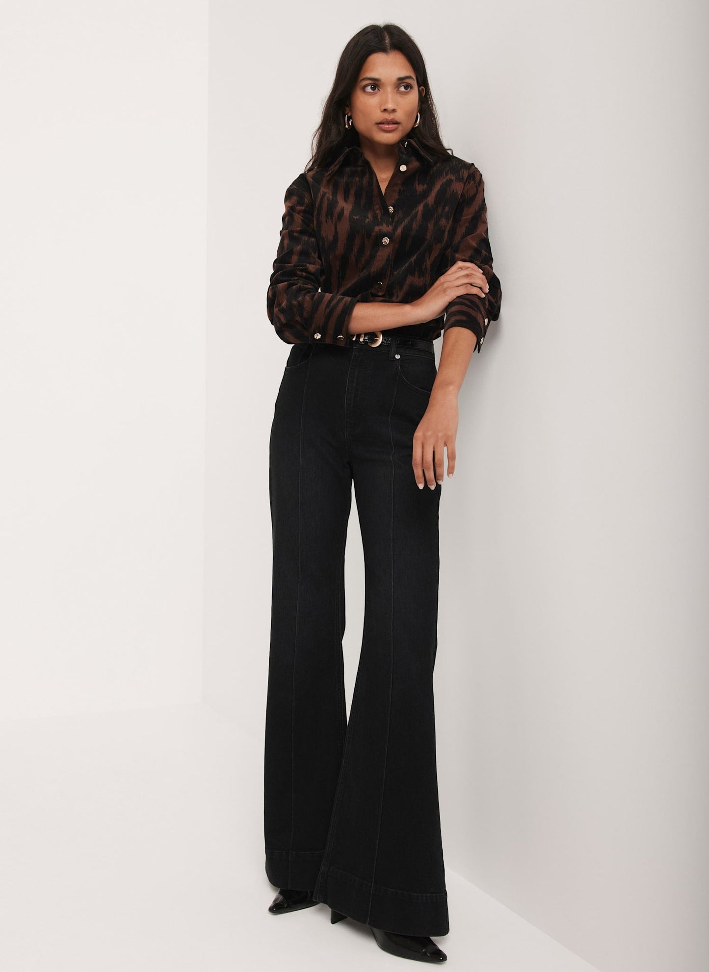 Brown Zebra Print Corduroy Shirt
