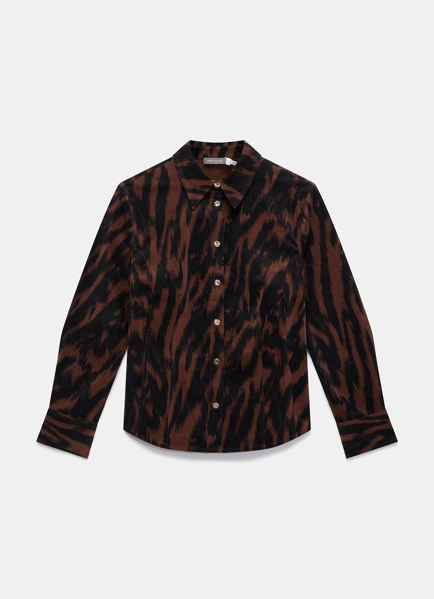 Brown Zebra Print Corduroy Shirt