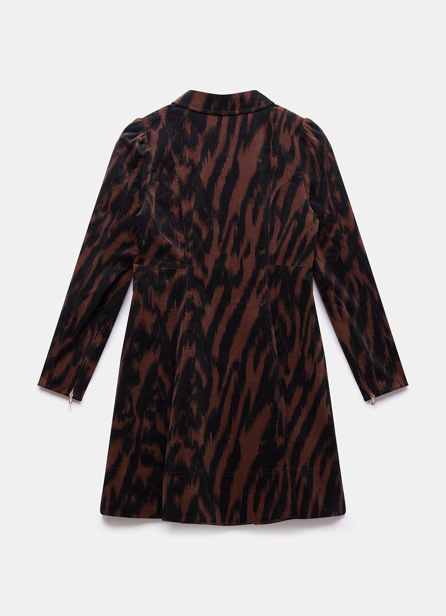 Brown Zebra Print Corduroy Mini Dress